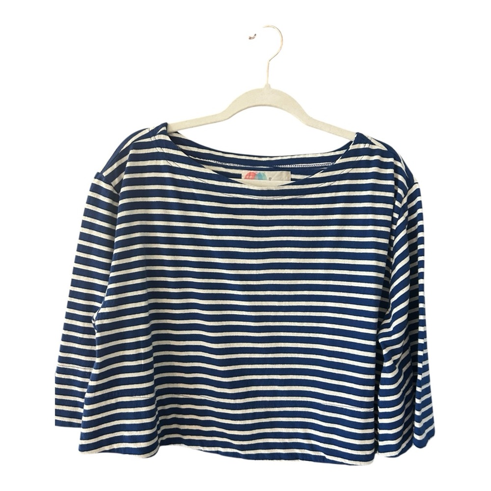2 Piece Set Free People Blue Striped Top and Cream Wide-Leg Pants - Picture 8 of 10